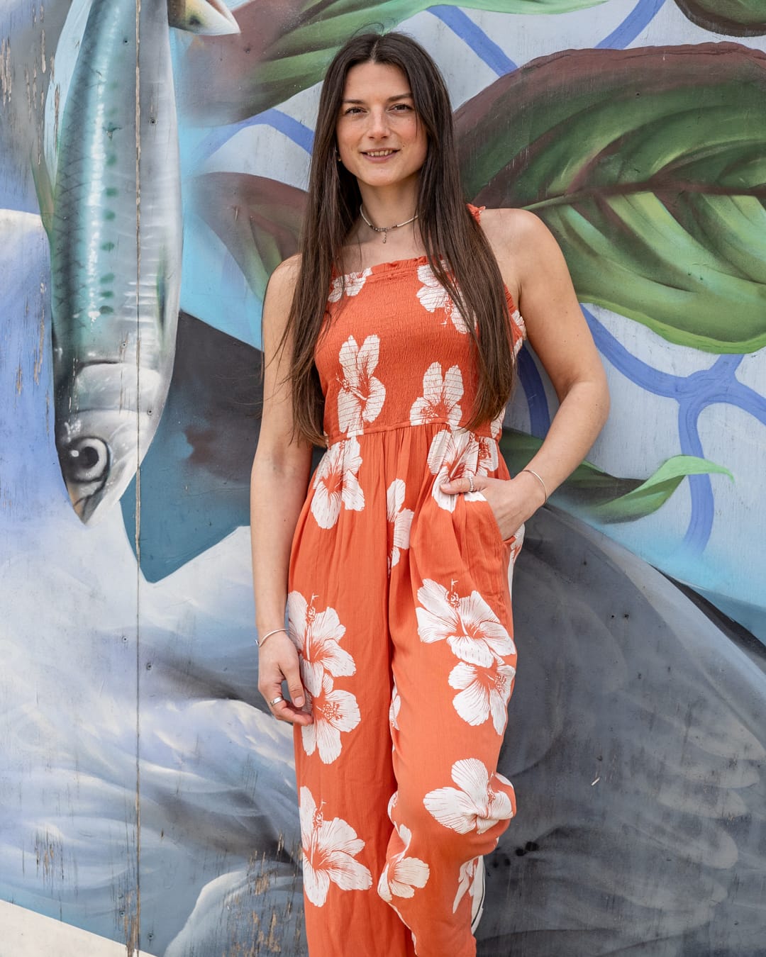 Mandaram Womens Playsuit in Light Orange