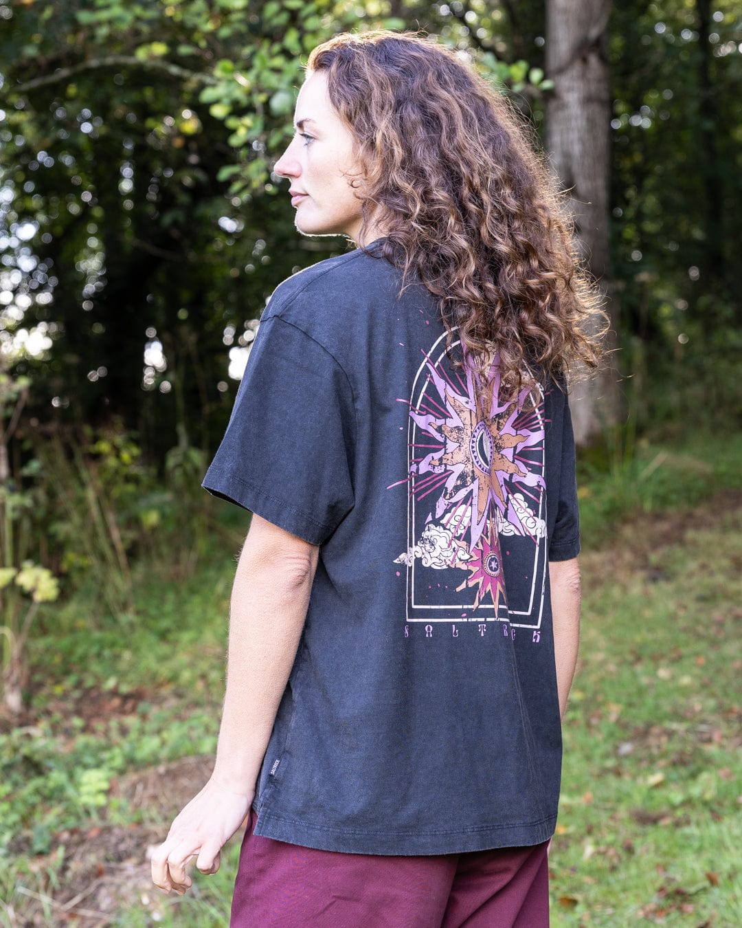 Eclipse Back - Womens Oversized Short Sleeve T-Shirt - Black