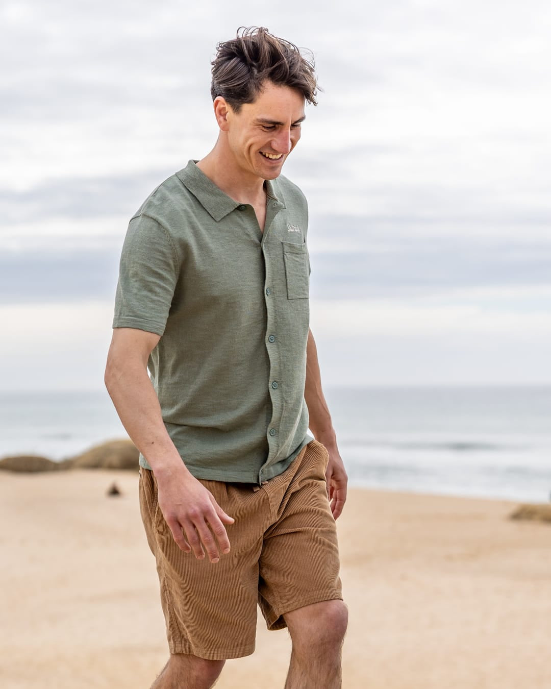 Caspian Men Short Sleeve Shirt in Light Green