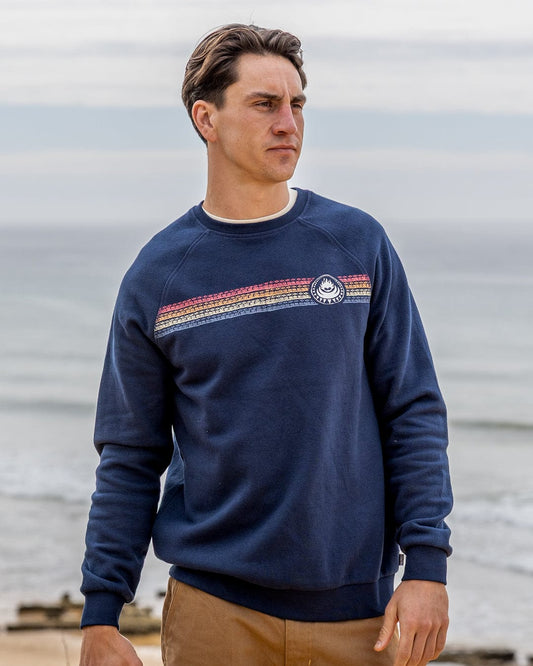 Tribal Stripe Mens Sweatshirt in Blue