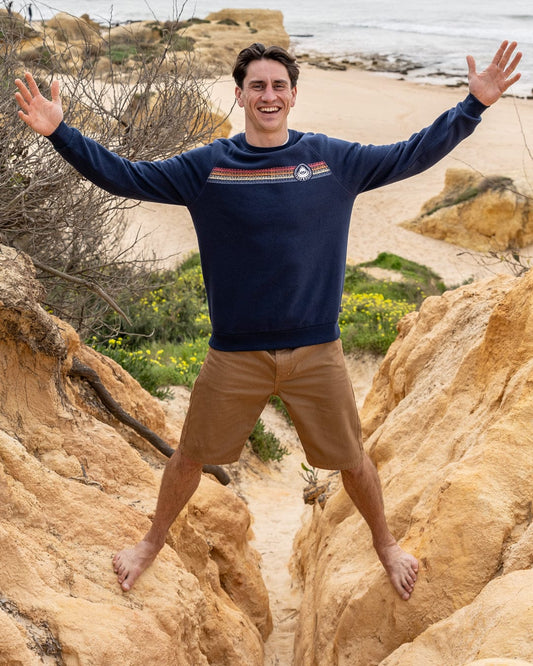 Tribal Stripe Mens Sweatshirt in Blue