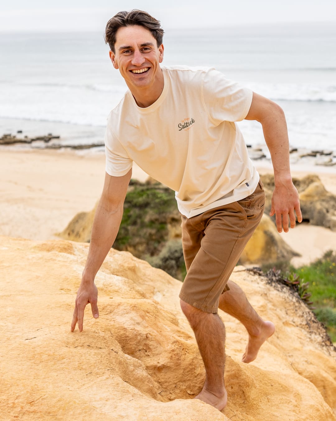 Postcard Mens Short Sleeve T-Shirt in Cream