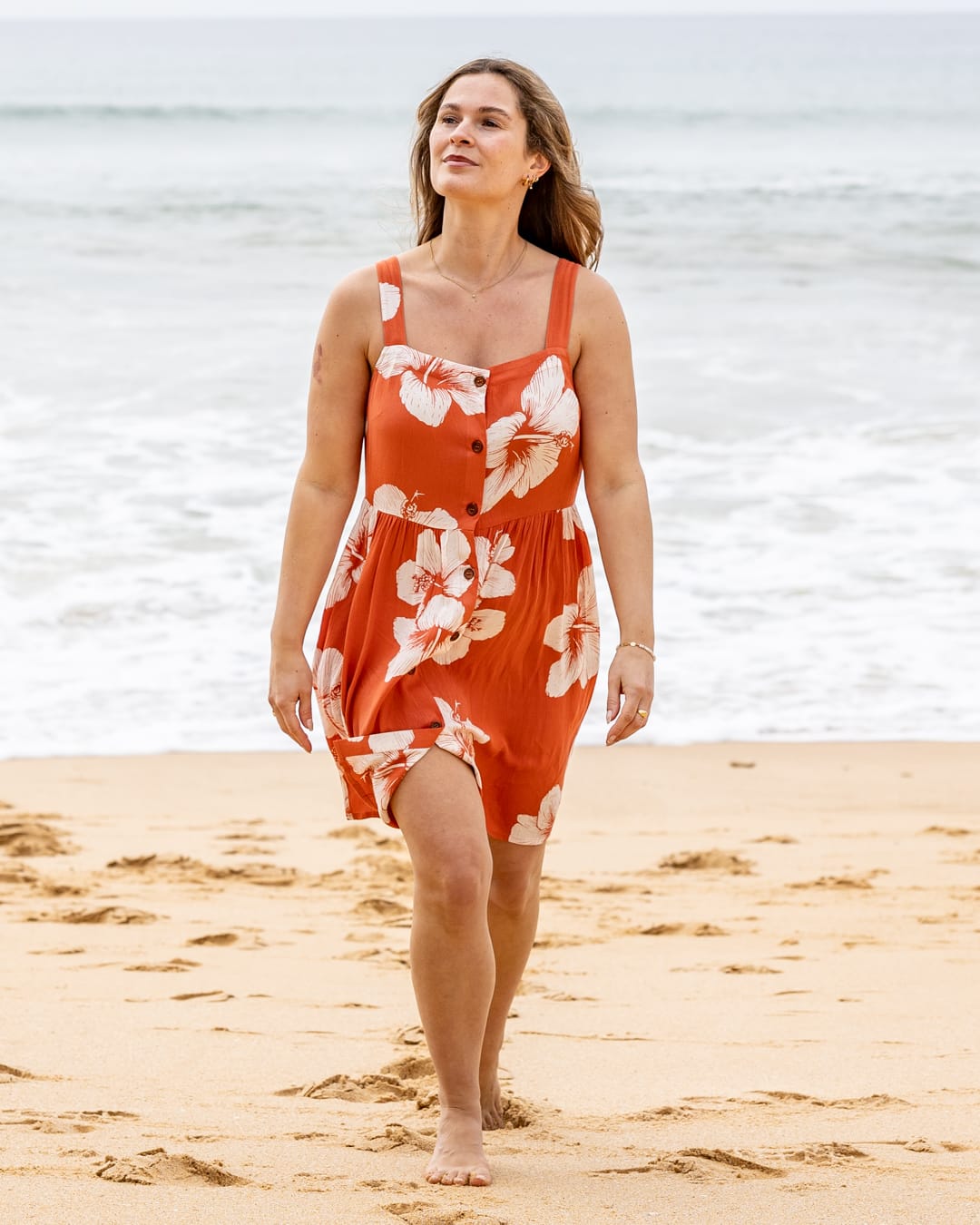 Mandaram Womens Mini Dress in Light Orange