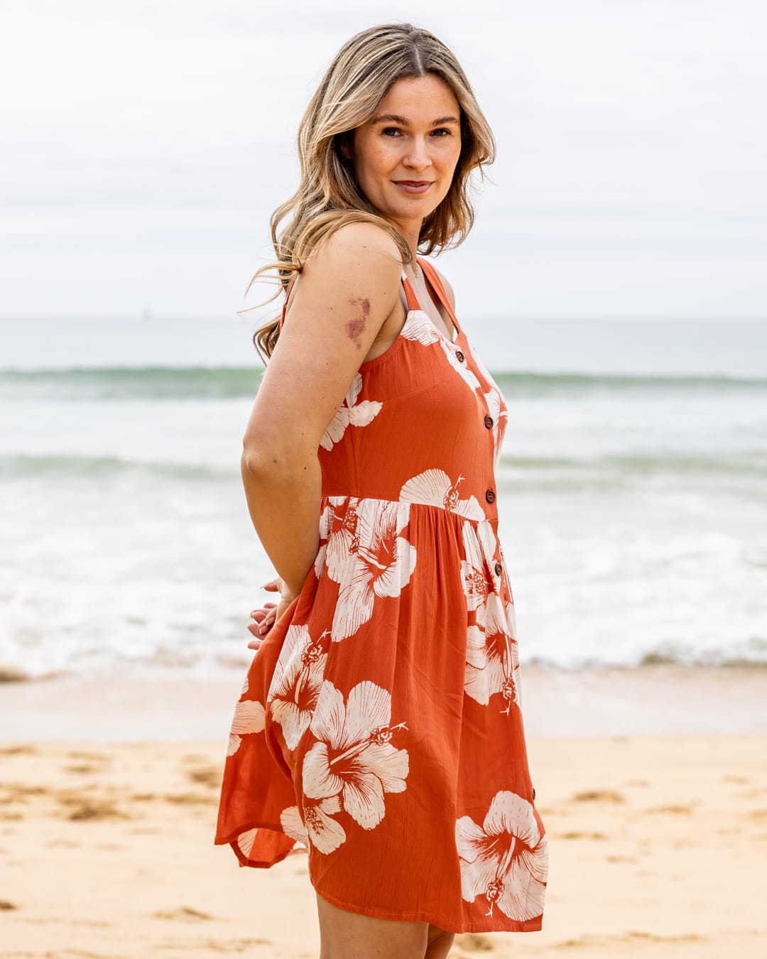 Mandaram Womens Mini Dress in Light Orange