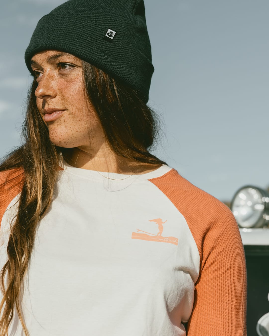 Helios Womens Raglan Long Sleeve T-Shirt in Orange