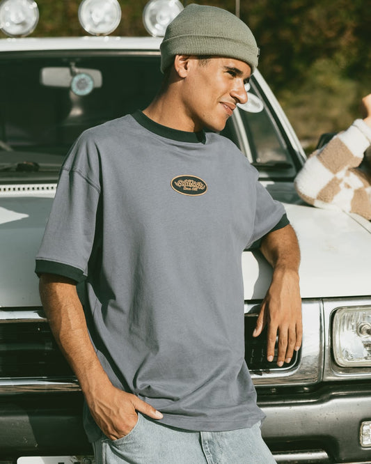 Oval Logo Mens Oversized T-Shirt In Blue