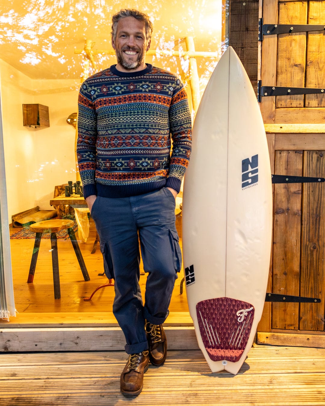 Treehouse Knit - Mens Patterned Jumper - Blue