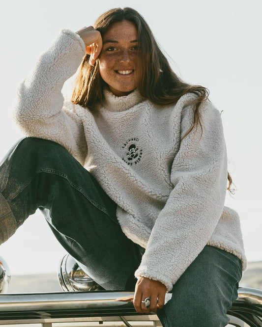 Tok Unisex Oversized Recycled Borg Fleece in Cream