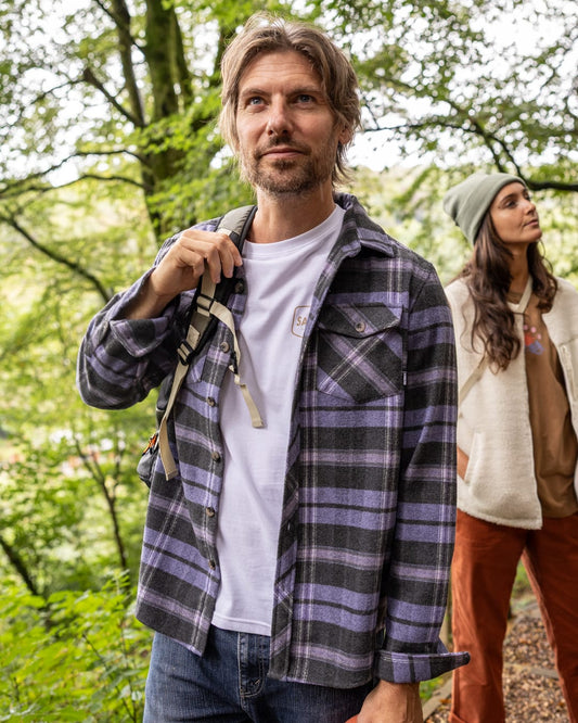 Wilfred Mens Check Flannel Shirt in Purple