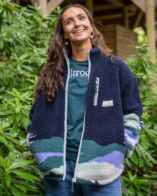Apex Womens Zip Sherpa Fleece in Blue