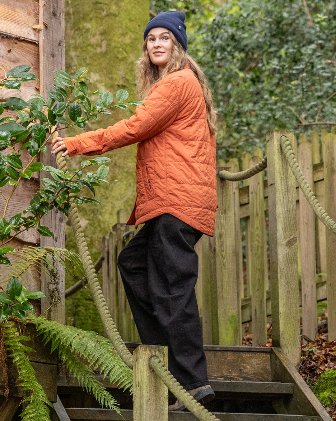 Dione Womens Quilted Water Resistant Jacket in Orange