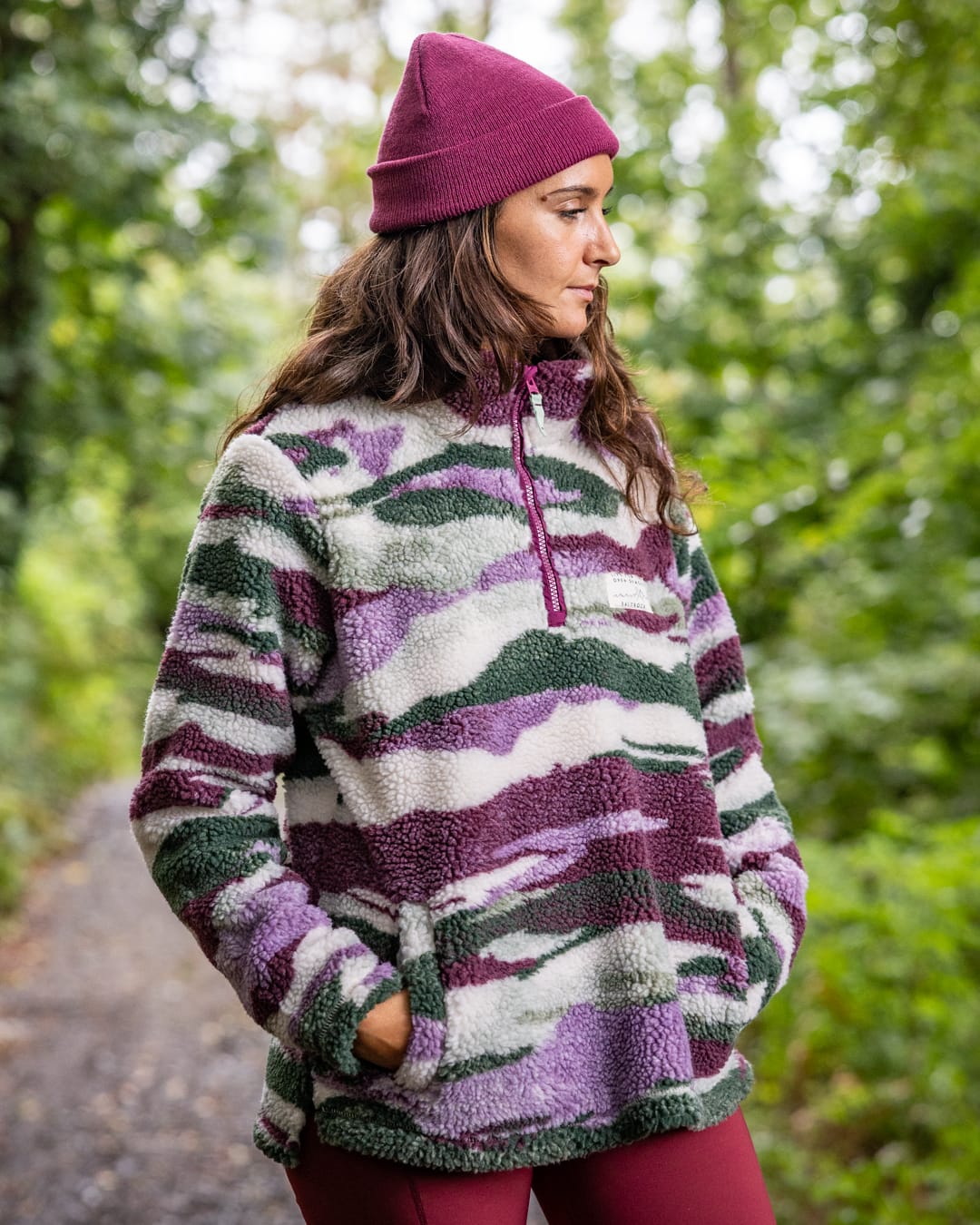 Cloudline Womens 1/4 Neck Fleece in Purple