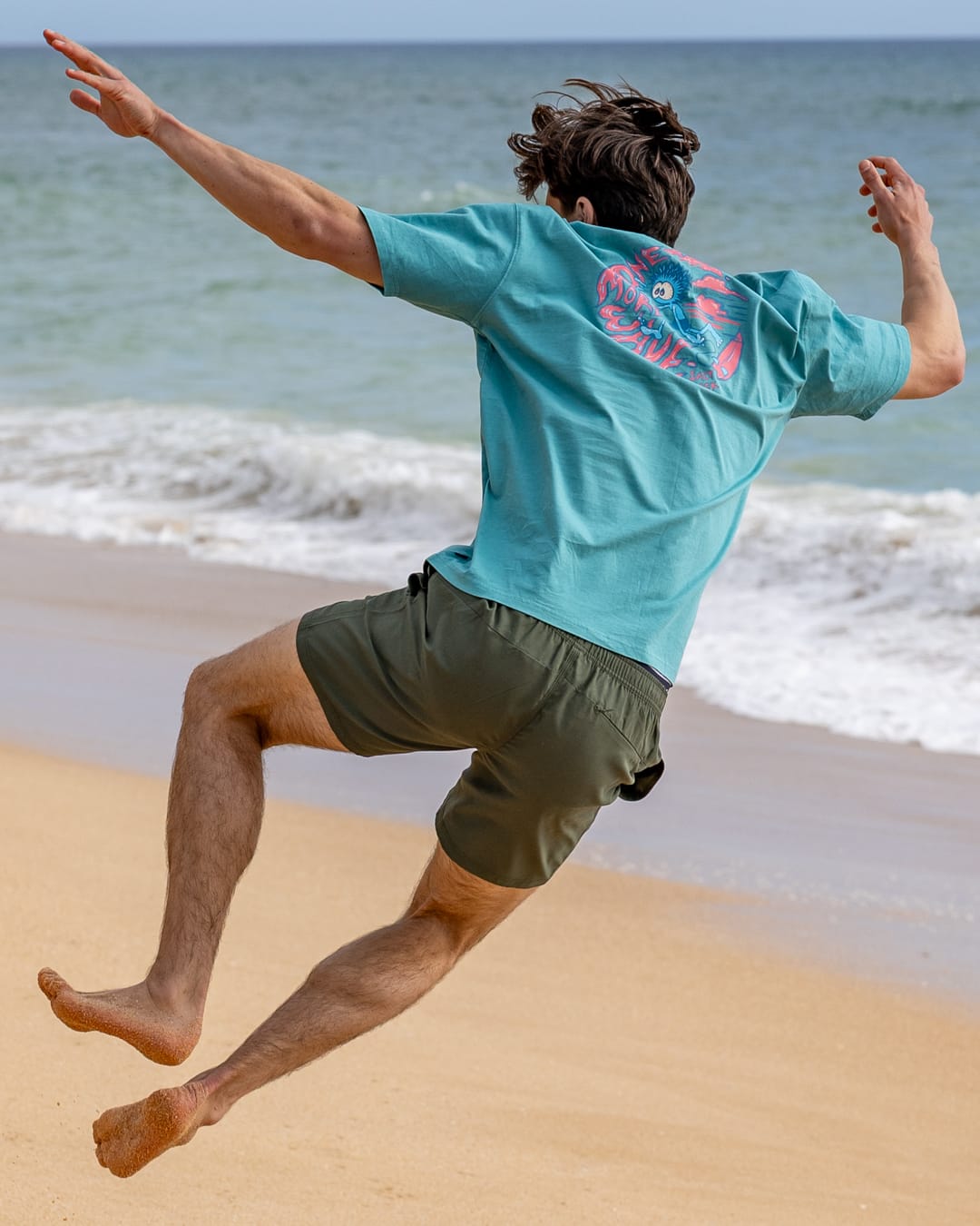 One More Wave Mens Oversized Short Sleeve T-Shirt in Blue