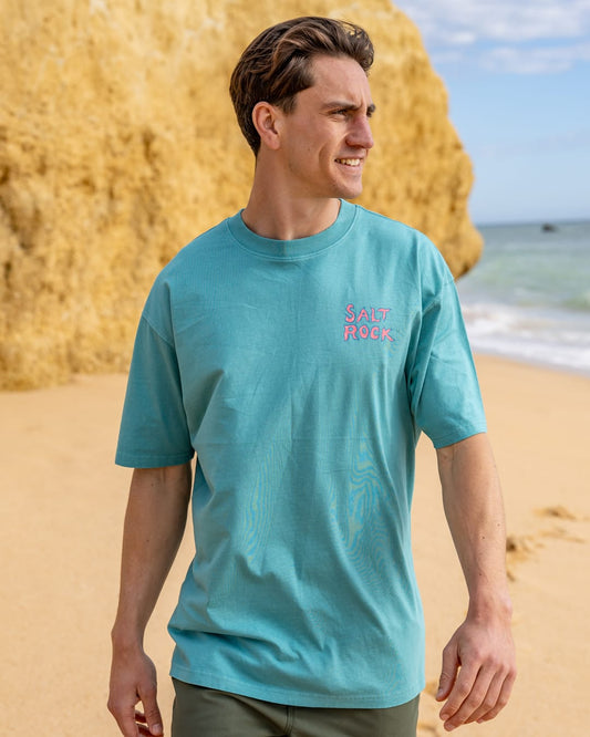 One More Wave Mens Oversized Short Sleeve T-Shirt in Blue