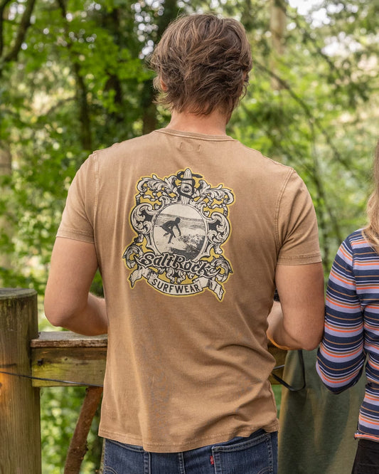 Heraldic Surf Mens Short Sleeve T-Shirt In Brown