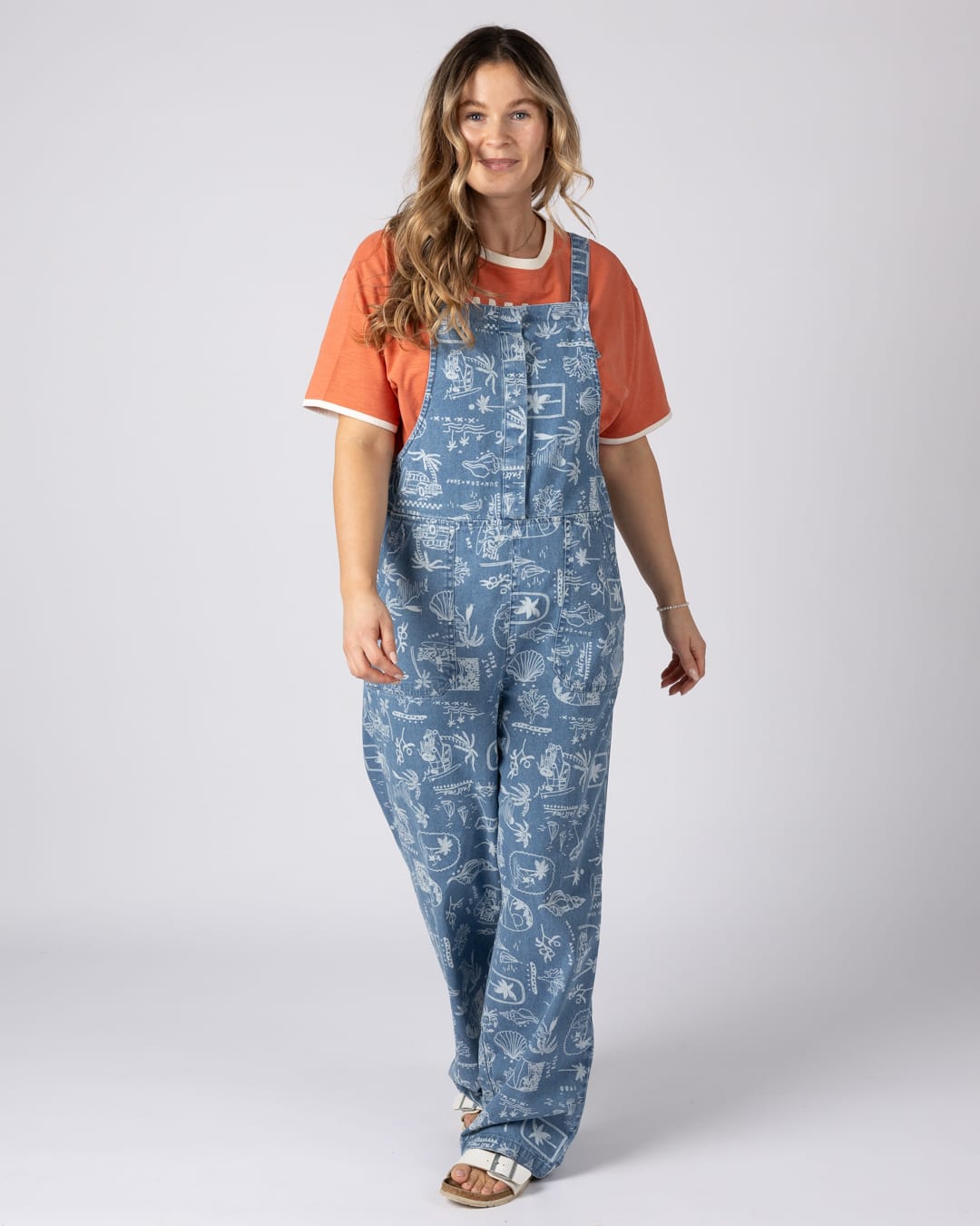 Island Life Womens Dungarees in Bright Blue