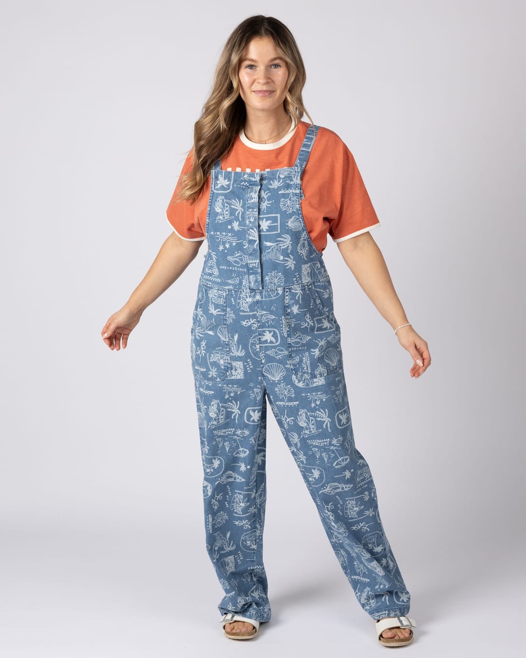 Island Life Womens Dungarees in Bright Blue