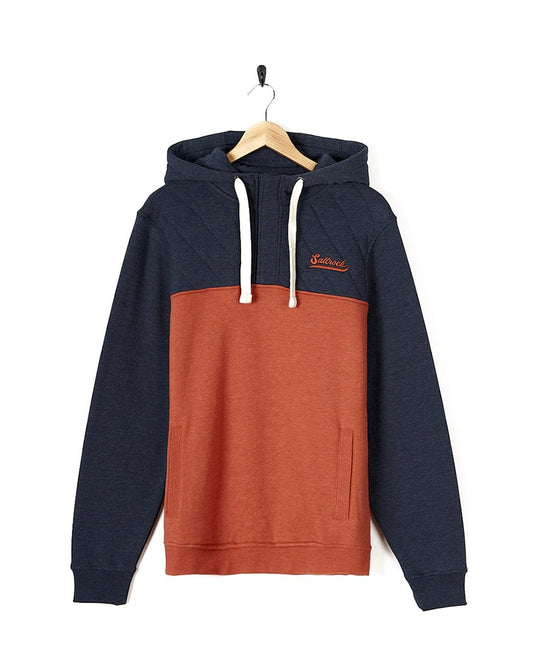 A Saltrock men's Aiken - Mens 1/4 Neck Hoodie - Orange with an orange and blue color block.