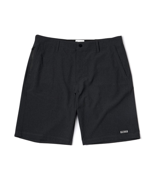 The Saltrock Amphibian 2 - Mens Hybrid Boardshorts - Black feature a hybrid 4-way stretch fabric with belt loops for added comfort and style.
