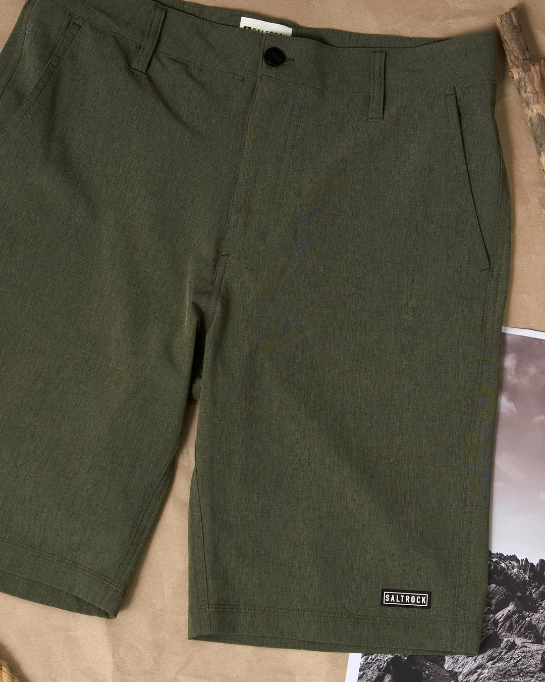 The Saltrock Amphibian 2 - Mens Hybrid Boardshorts - Dark Green are made of 4-way stretch polyester.