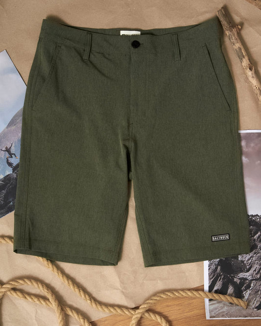 The Saltrock Amphibian 2 - Mens Hybrid Boardshorts in dark green are made of polyester with 4-way stretch.