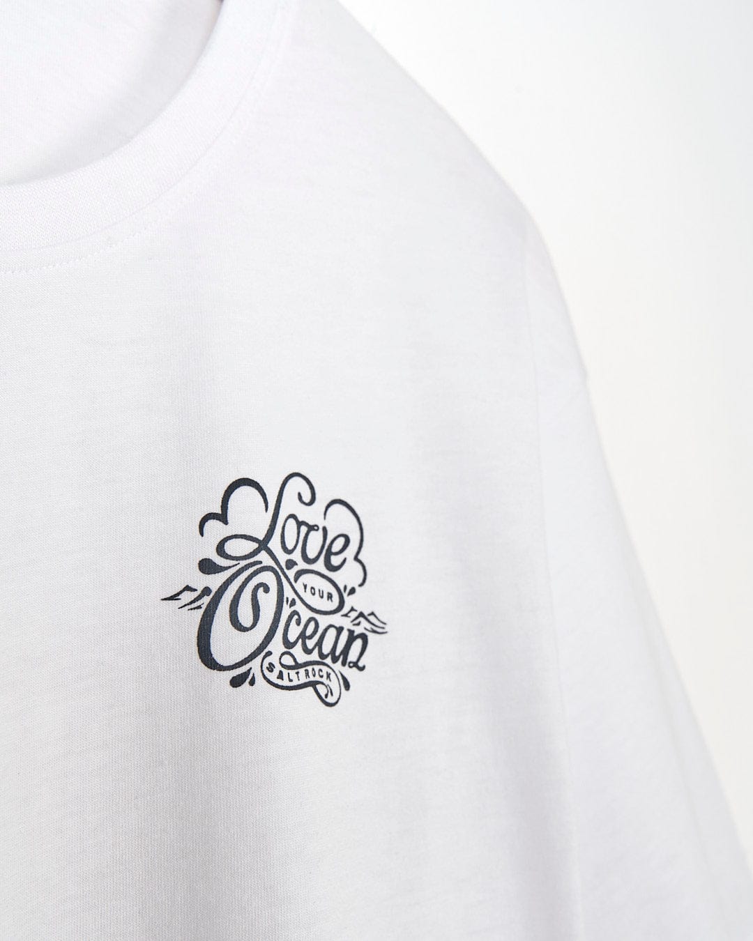 An Astra - Womens Short Sleeve T-Shirt - White from Saltrock with the words love ocean on it.