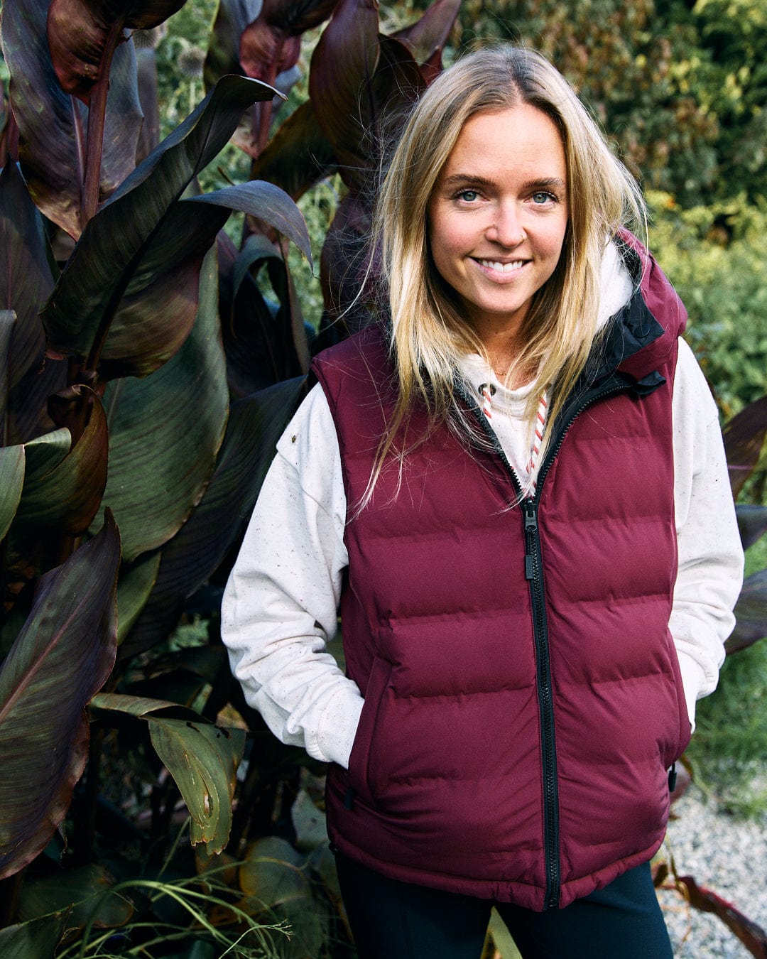 Astra Womens Reversible Gilet Black Burgundy