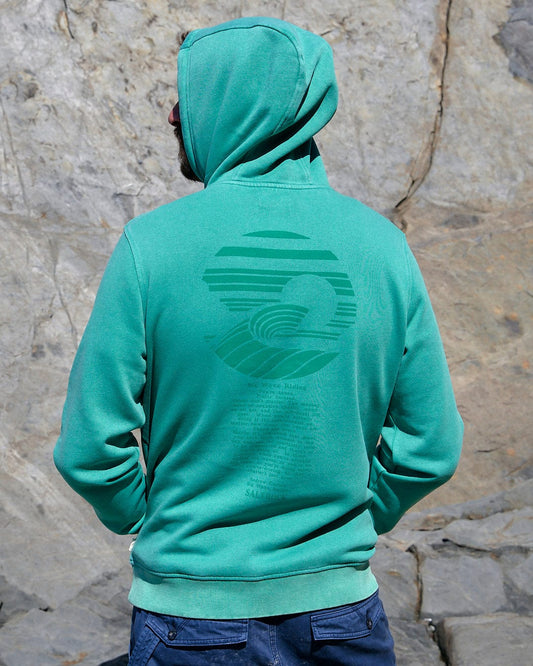 The back of a man wearing a Saltrock Atlantic - Mens Pop Hoodie - Dark Green.
