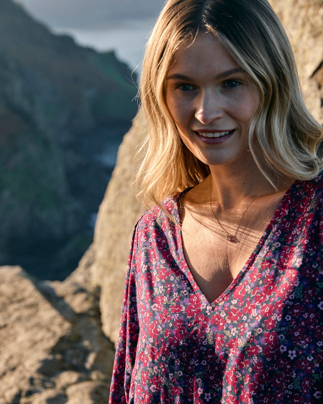 Ditsy - Mini Dress - Dark Pink