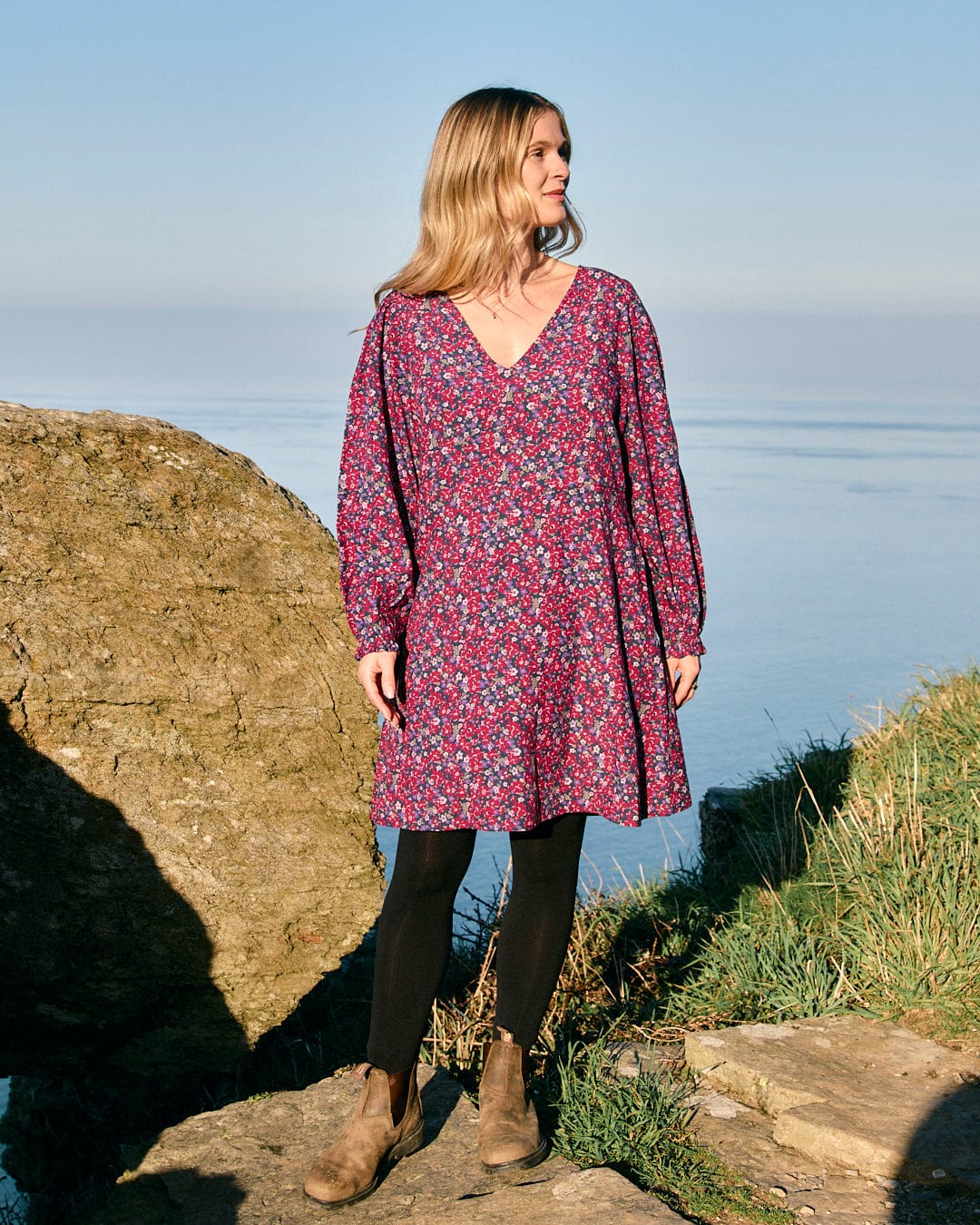 Ditsy - Mini Dress - Dark Pink