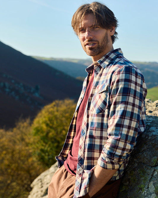 Miles - Mens Flannel Shirt - Blue Check