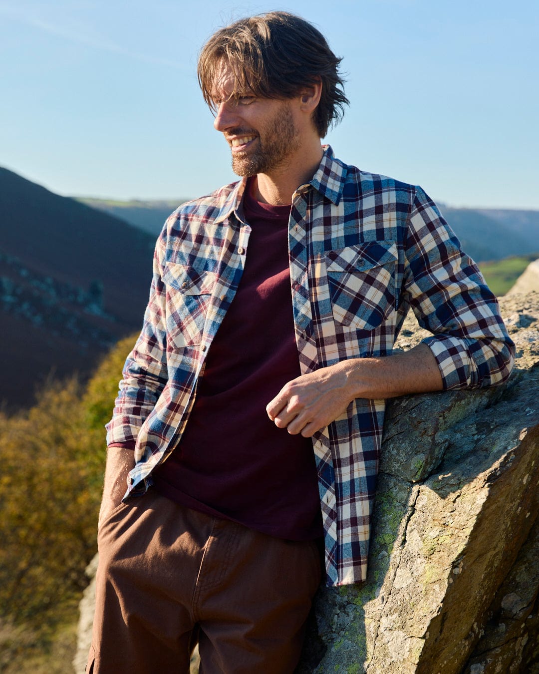 Miles - Mens Flannel Shirt - Blue Check