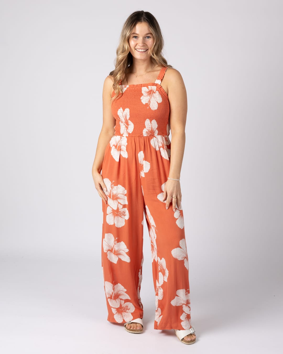 Mandaram Womens Playsuit in Light Orange