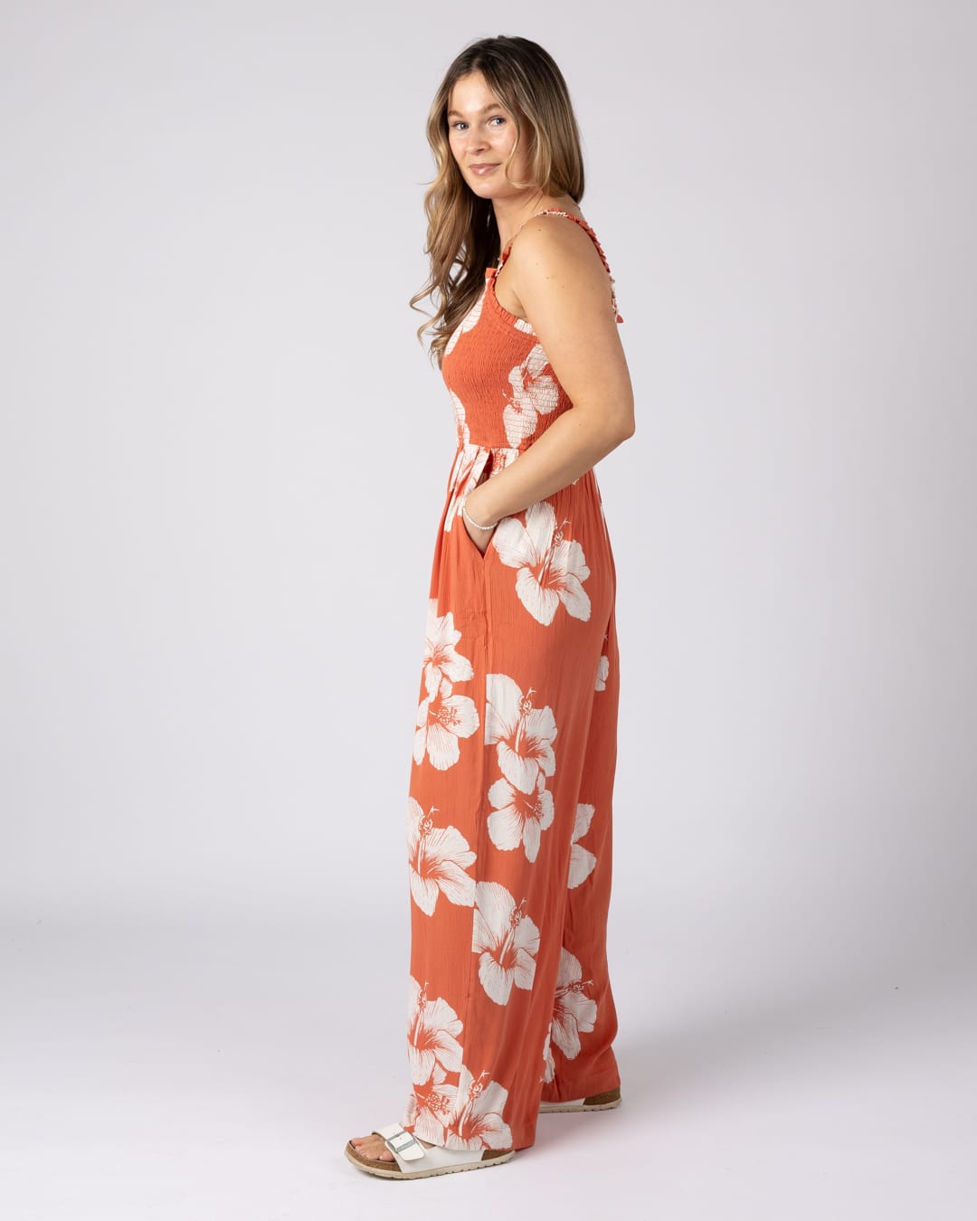 Mandaram Womens Playsuit in Light Orange