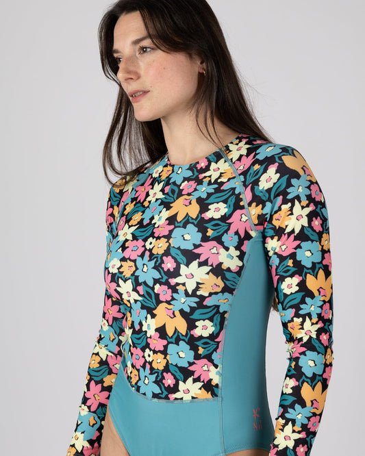 Holidaze -  Womens Long Sleeve Swimsuit - Blue