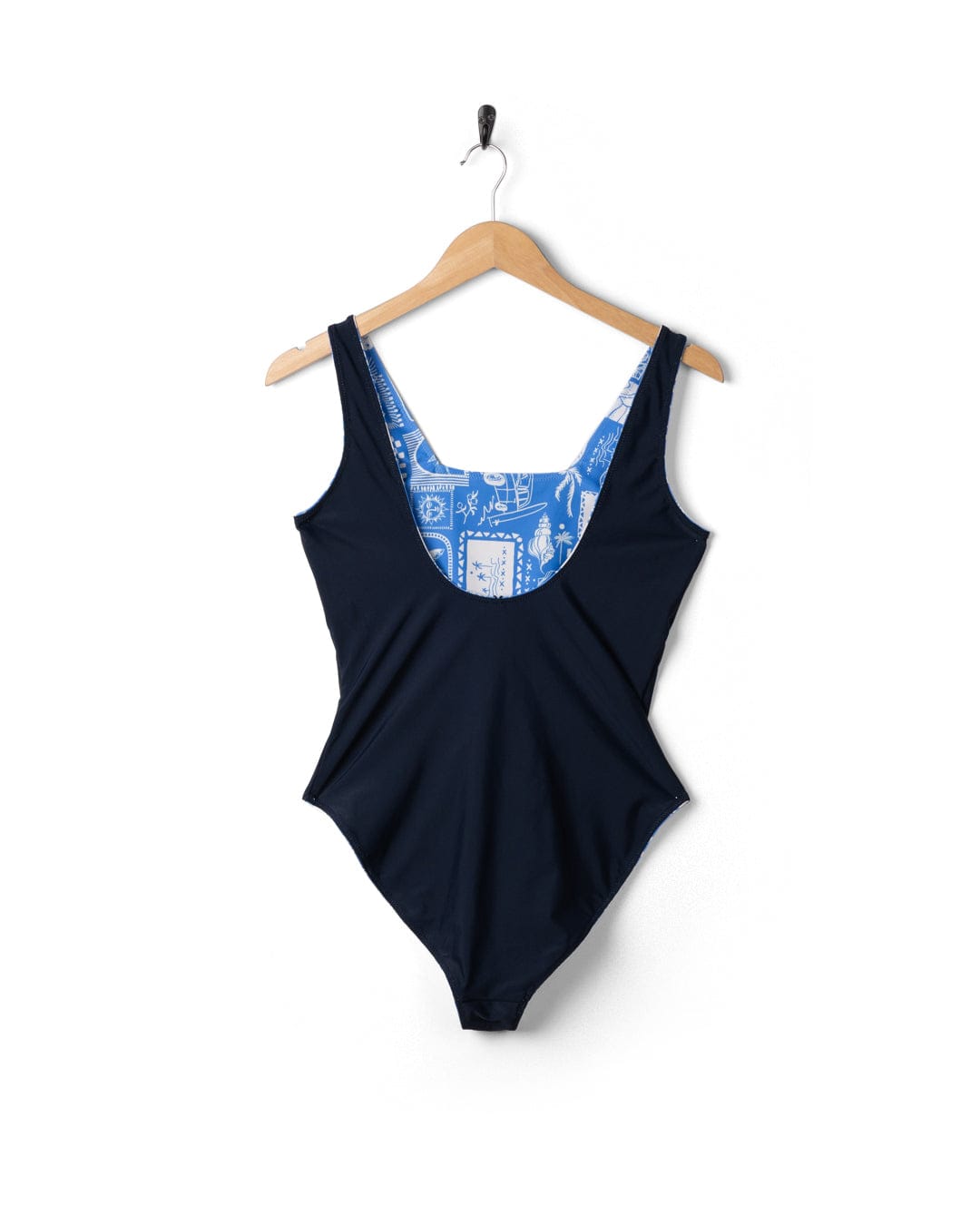Island Tiles Womens Reversible Swimsuit in Blue