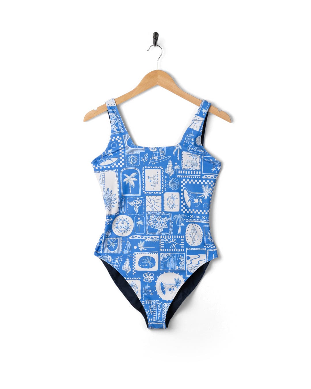 Island Tiles Womens Reversible Swimsuit in Blue