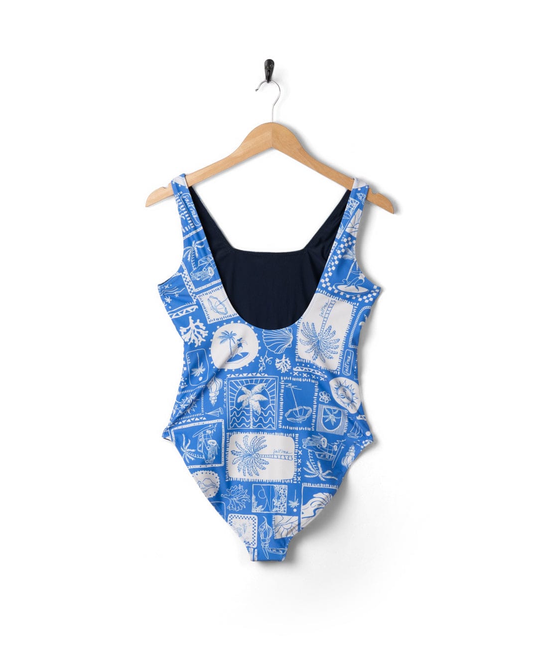Island Tiles Womens Reversible Swimsuit in Blue