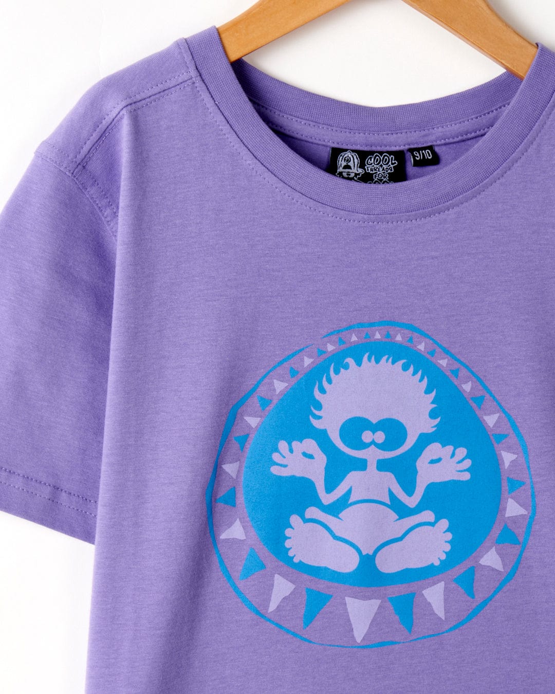 A Saltrock graphic purple t-shirt featuring a blue teddy bear image, perfect for a bohemian style.