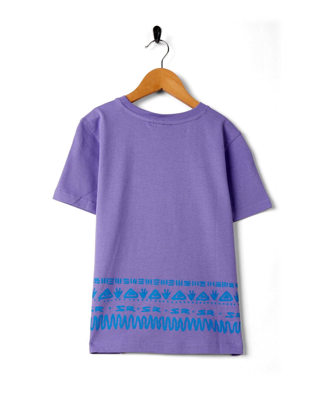 A Back in the Day - Boys Short Sleeve T-Shirt - Purple with blue and purple designs, perfect for those with a bohemian style.