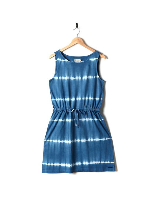 A Saltrock - Womens Tie Vest Dress - Dark Blue hanging on a hanger.