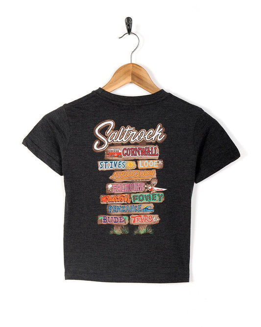 A Saltrock - Kids Short Sleeve T-Shirt - Dark Grey featuring the words "Salt Lake City".