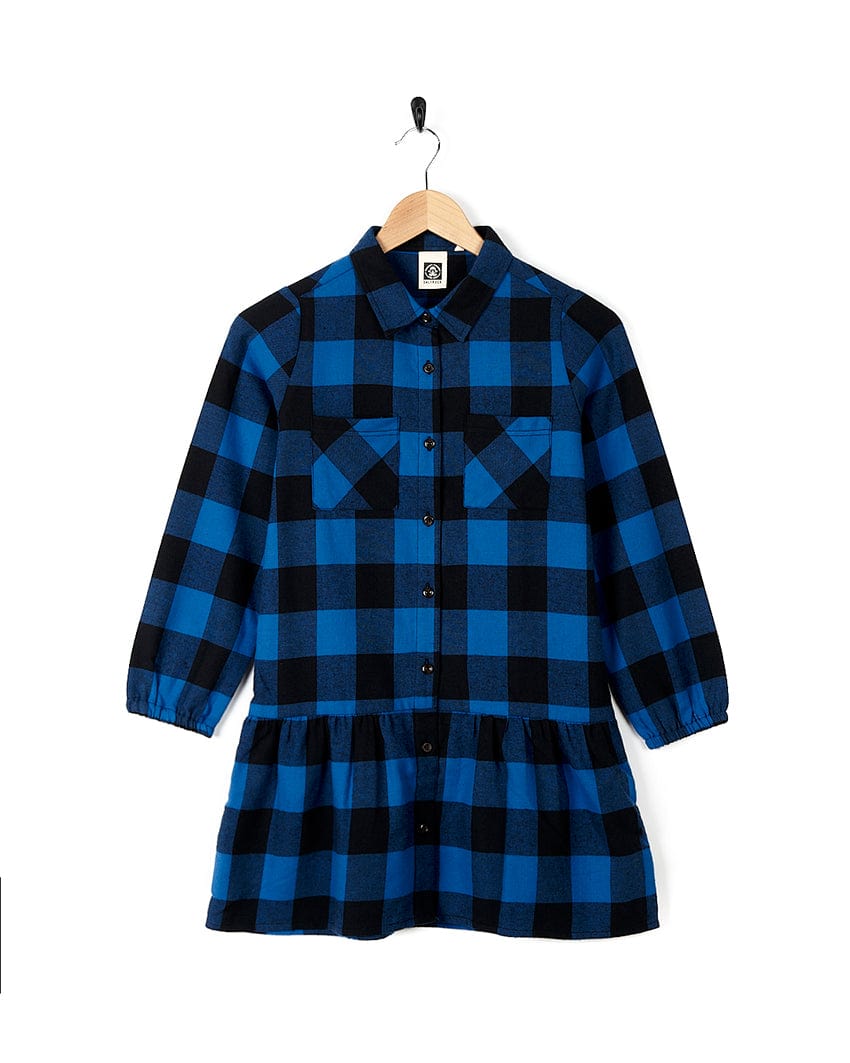 Birdie Kids Check Shirt Dress in Blue Birdie Kids Check Shirt Dress in Blue