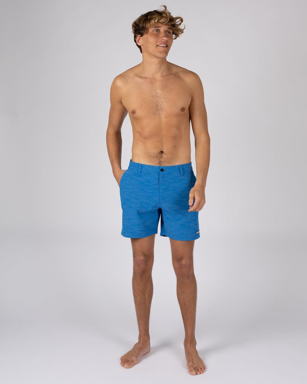 Amphibian 17 Mens Hybrid Board Shorts in Mid Blue