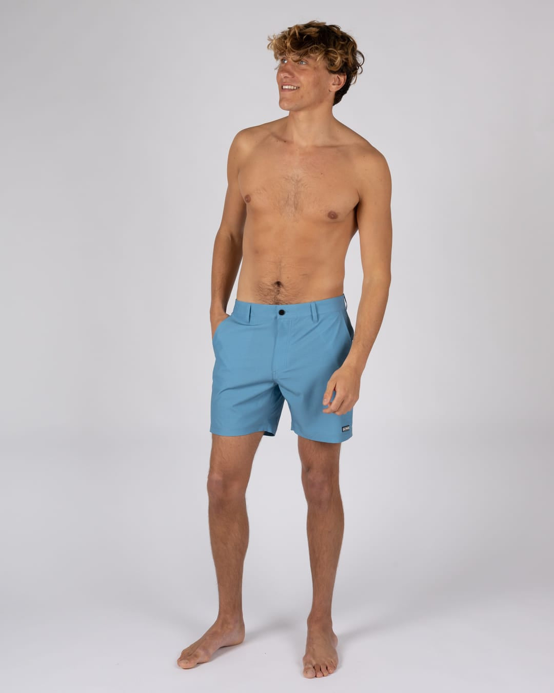 Amphibian 17 Mens Hybrid Board Shorts in Mid Blue