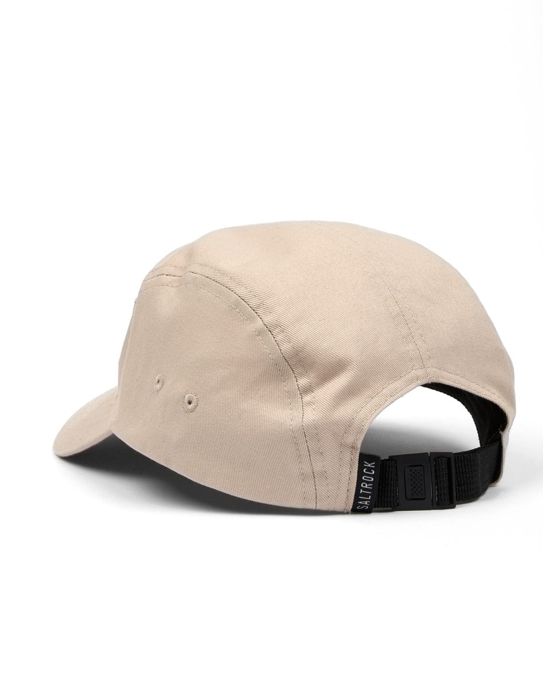 Beige cotton baseball cap with adjustable strap Boardwalk - 5 Panel Cap - Cream on a white background by Saltrock.
