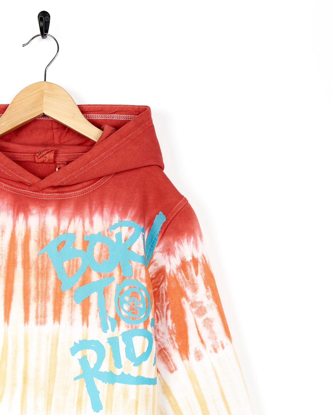 A Born To Ride - Kids Tie Dye Pop Hoodie - Red by Saltrock with the word boy to ride on it.