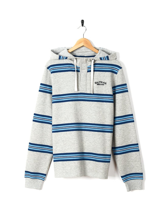 A Saltrock Byron - Mens Pop Hoodie - Grey striped hoodie hanging on a hanger.