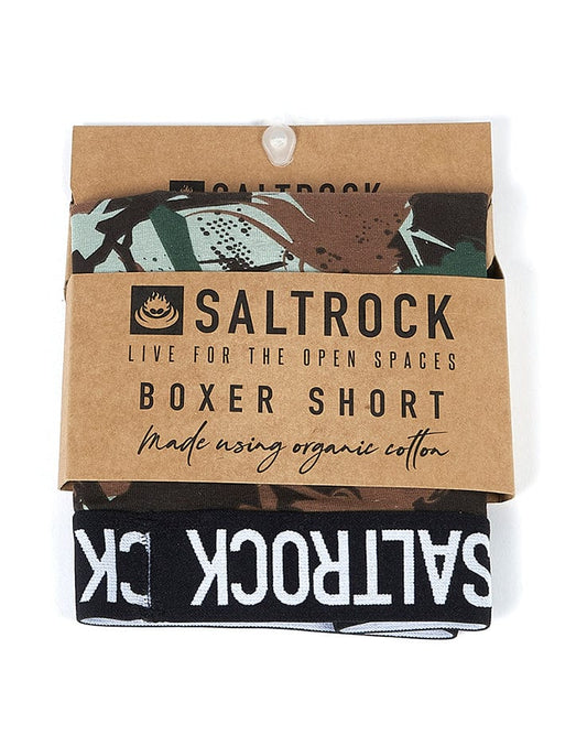 Saltrock branding is evident in these Camoflame - Kids Boxer - Green Camo Boxer Shorts. These boxer shorts feature a camo design that adds a cool and stylish touch to your underwear collection.