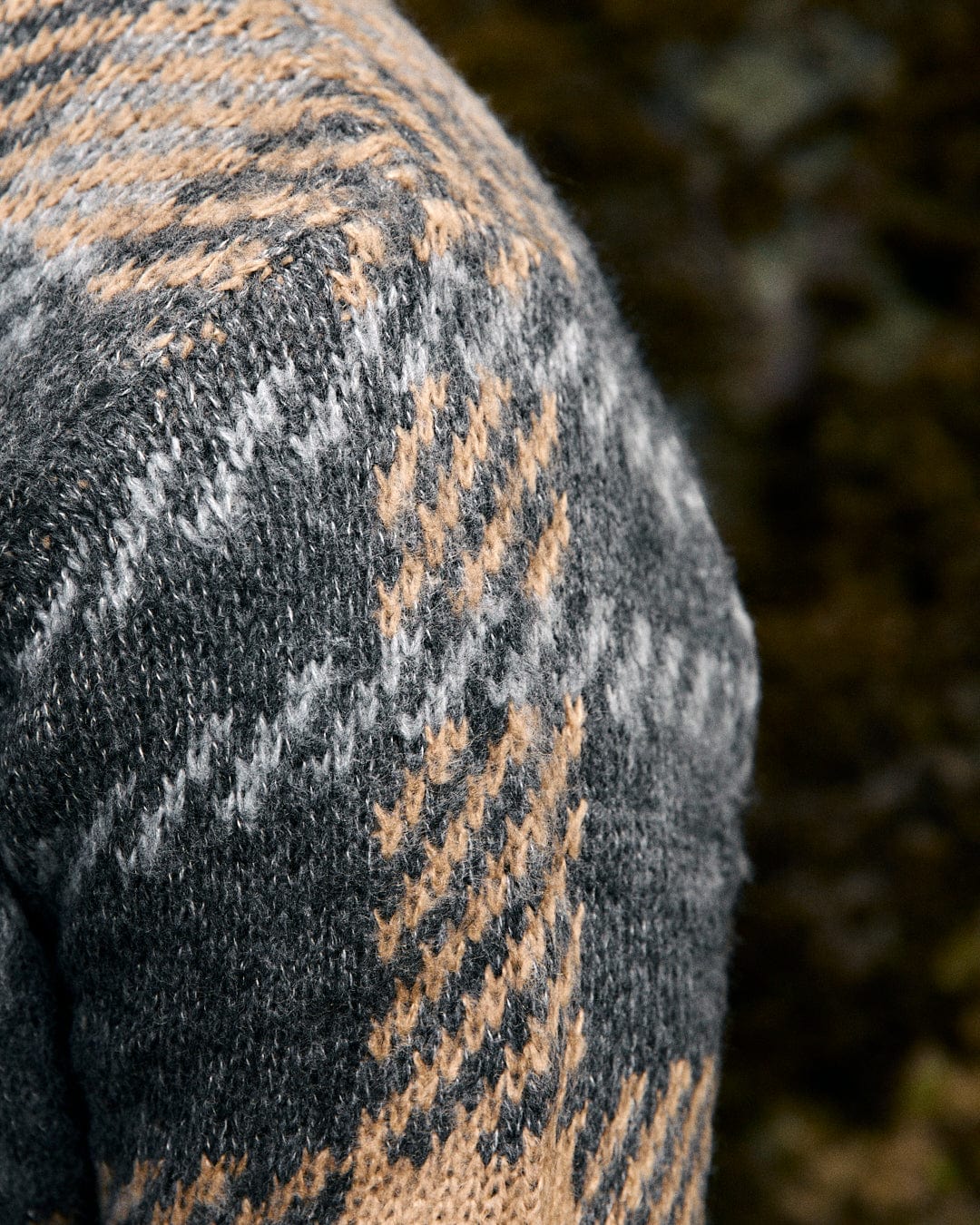 Checked Mens Oversized Check Knitted Jumper in Grey
